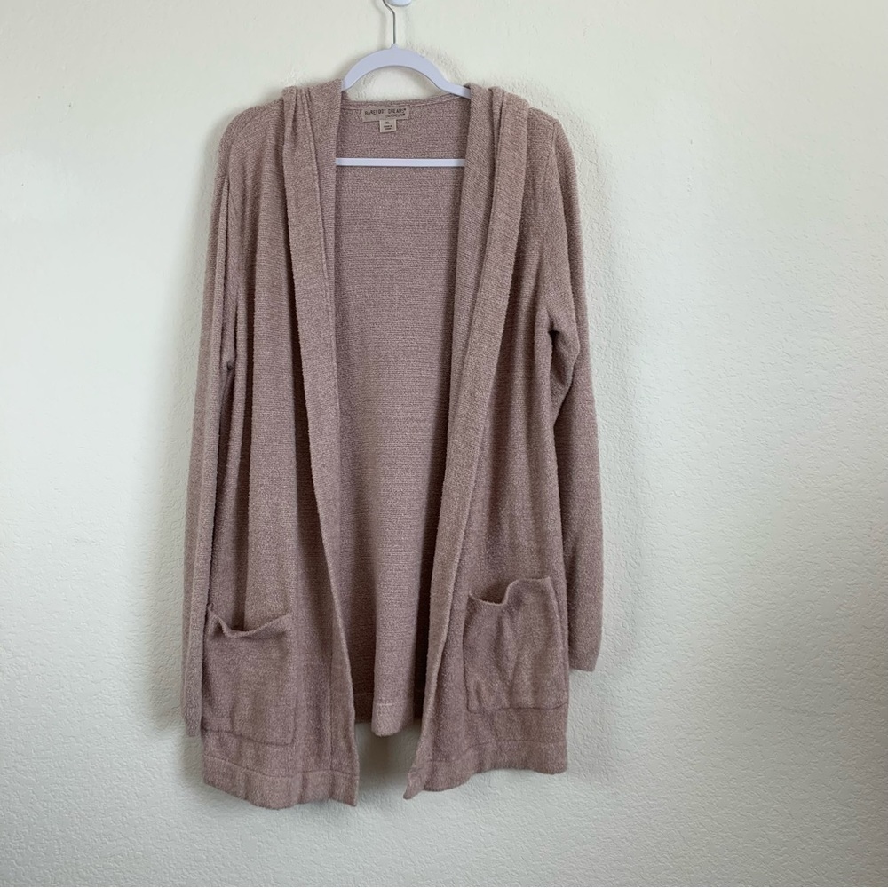 Barefoot dreams womens pink cozy chic lite hooded long cardigan XL